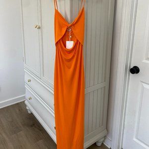 Zara Orange Cut Out Dress M